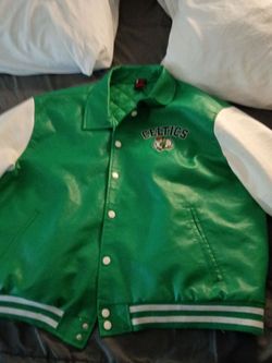 Celtics leather button up jacket