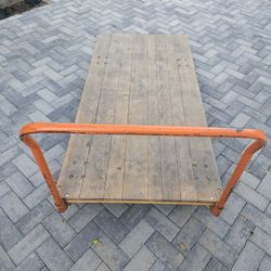 Orange Wood Platform Truck
