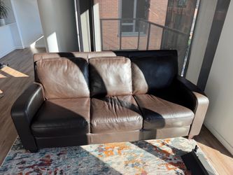 Brown leather couch