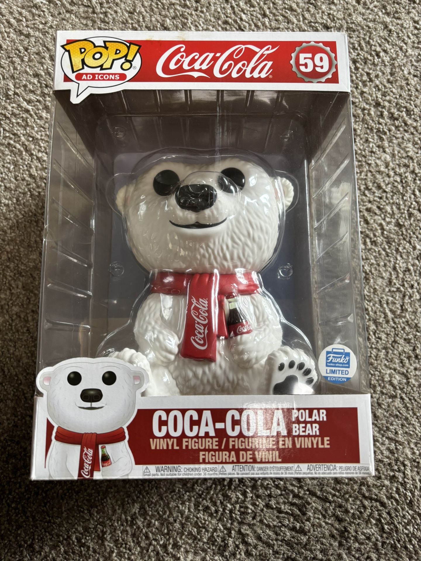 Funko Pop! Ad Icons COCA-COLA POLAR BEAR #59 - 10 Inch - Funko Shop Exclusive. Condition is New