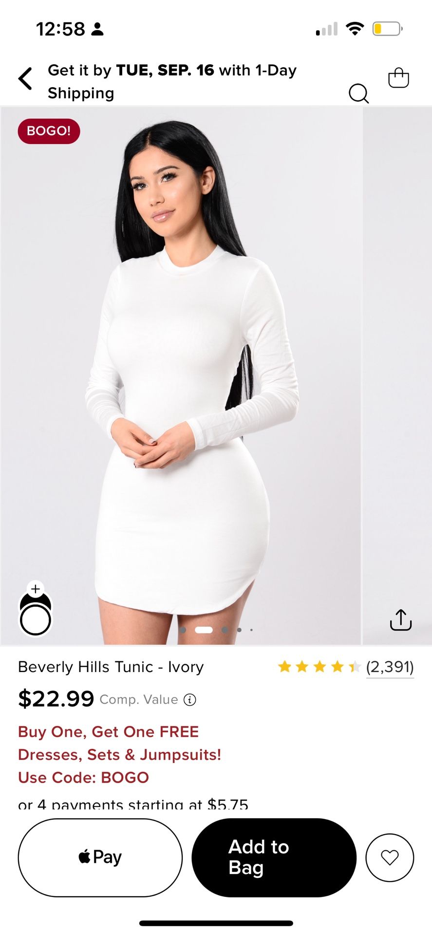 Long Sleeve Mini White Dress