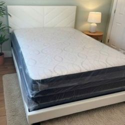 QUEEN Size Bed Frame With Mattress New Bedroom Furniture BED Set Platform Bed And Mattress 