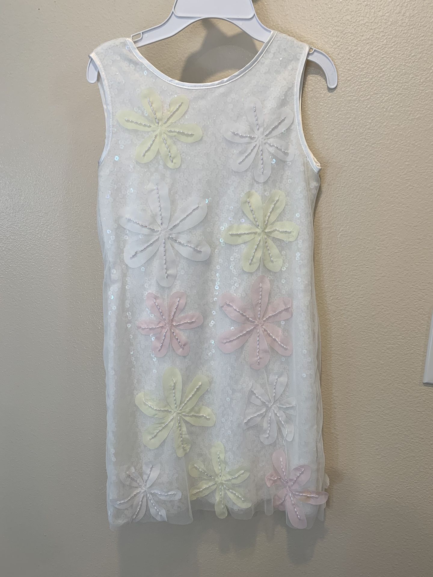 Biscotti Girls White Dress with Flowers Size 12