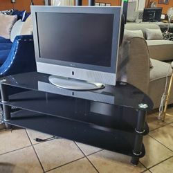 TV STAND With Glass Shelves 