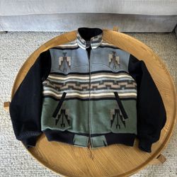 Pendleton Western Bomber Jacket L Thinsulate Geometric Heavyweight Full Zip