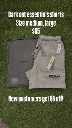 Dark oat essential shorts, size large and medium