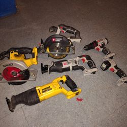 - DEWALT 20V MAX cordless reciprocating saw.
-Porter-Cable 20V MAX Reciprocating Saw.
-DEWALT 20V MAX 6-1/2 in. Cordless Circular Saw
-Porter-Cable 20