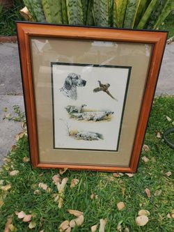 Vintage hunting dog painting 