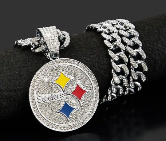 Pittsburgh Steelers Silver Colored Bling Necklace 