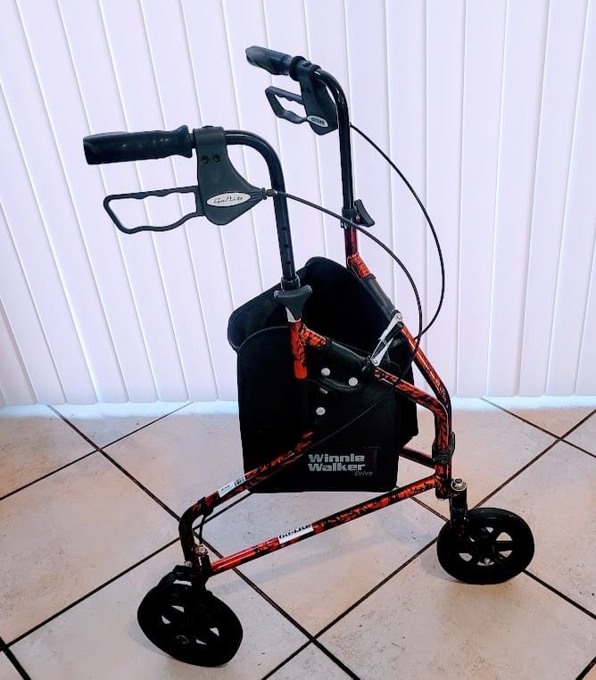 Three-Wheel Walking Mobility Aids Ruby Red Rollator (Winnie Walker Drive)