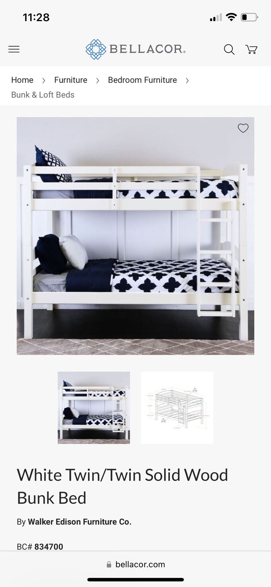 Solid Wood Twin Over Twin Bunk Beds White