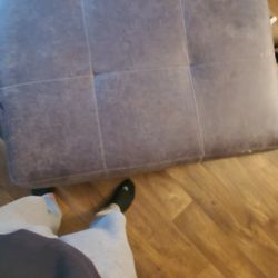 Giant Grey Leather Ottoman