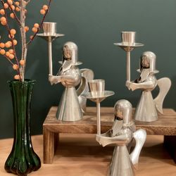 Banka Tin Christmas Angel Candleholders From Indonesia