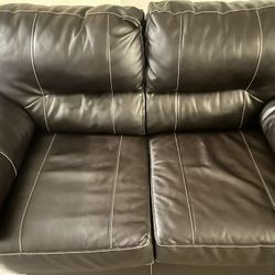 OBO! Dark Brown Leather Loveseat - Great Condition