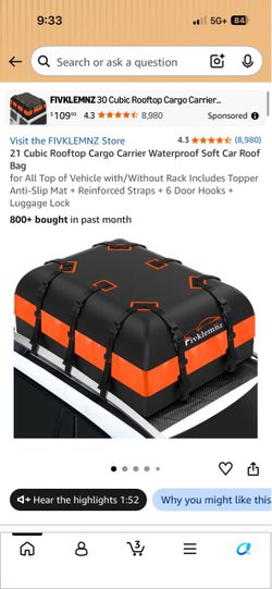 FIVKLEMNZ 21 Cubic Rooftop Cargo Carrier