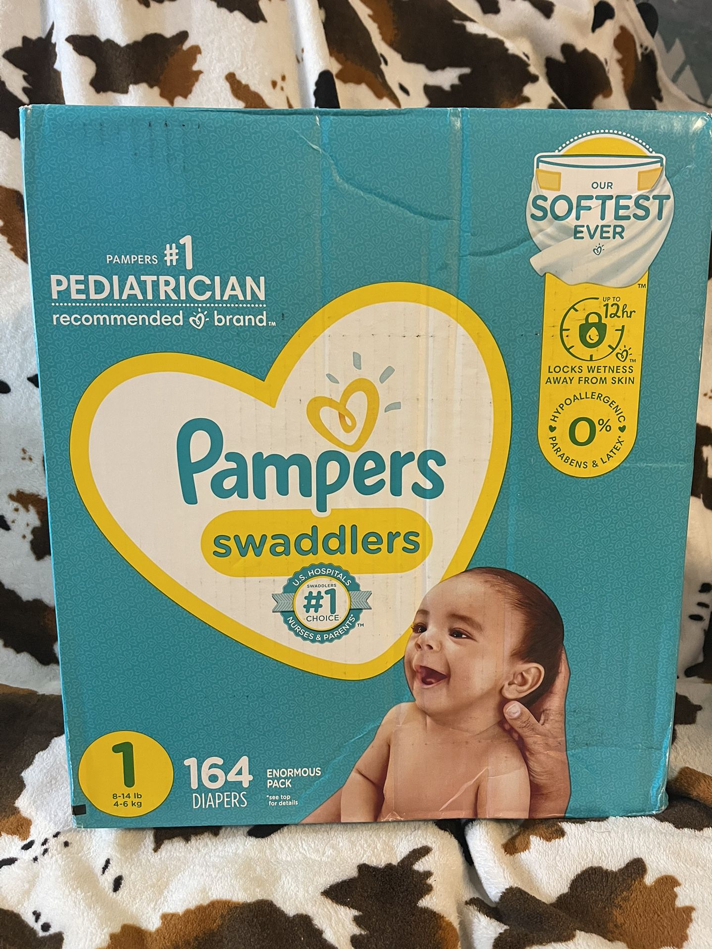 Brand New Box Of 164 Diapers Size One