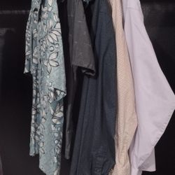 21 Mens Dress Shirts L-xl-xxl  Long And Short Sleeve + 7 Light Sweaters & 2 Sweater Vest. 3.00 Each