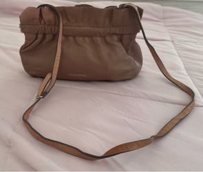 Loeffler Randall brown leather gathered luxury crossbody bag, size 10x8