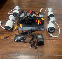 BRAND NEW ELEOPTION 5-in-1 Hybrid AI Security Camera System – 4CH 1080P DVR + 4 HD Outdoor Cameras – App Control – Night Vision – K3043HV White  Condi