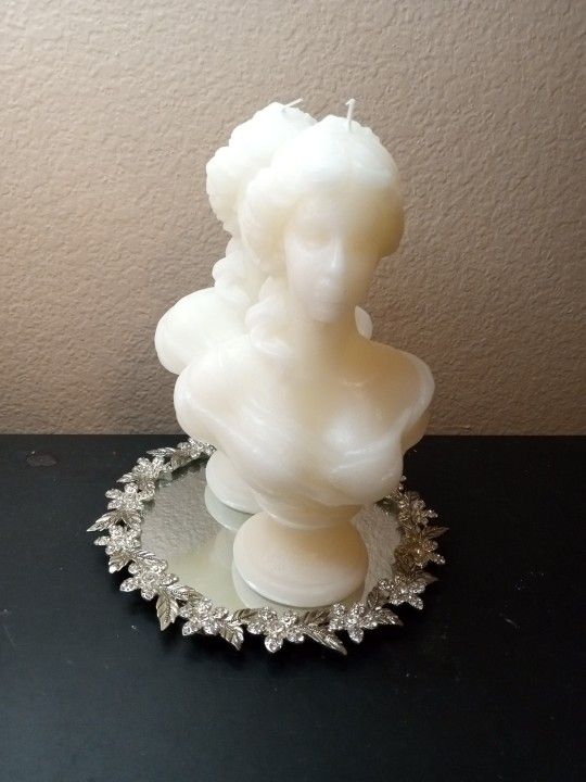 GORGEOUS Pair of Soy Wax Venus 10" Bust Candles