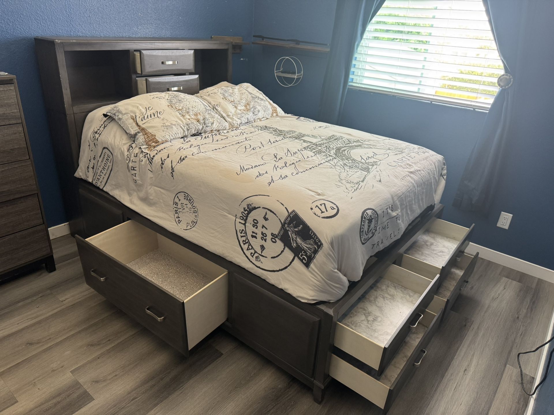 Ashley’s Queen Bed Frame w/ Drawers & Mattress
