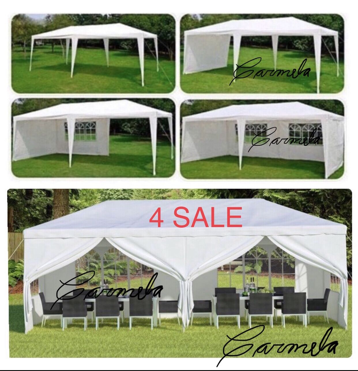 Canopy 10x20ft Canopy Tent with 6 Sidewalls Protable Tent for Parties Beach Camping Party (10x20,White)