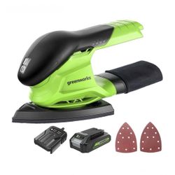 Greenworks 24V Finishing Mouse Sander 11,000 OPM Cordless with 2Ah Battery and Charger