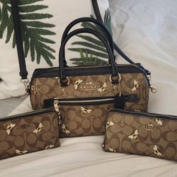 Authentic Coach Signature Bee Collection (3) Piece Set. Used. Over A $800.00 Value.