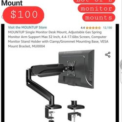 Lot Of 2 MOUNTUP Single Monitor Desk Mount,