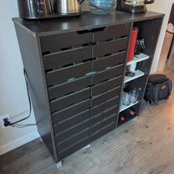 Dark Wood Shoe Rack / Bar Cabinet — Used & Priced to Sell!