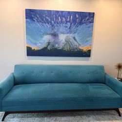Velvet Mid-Century Couch for sale 