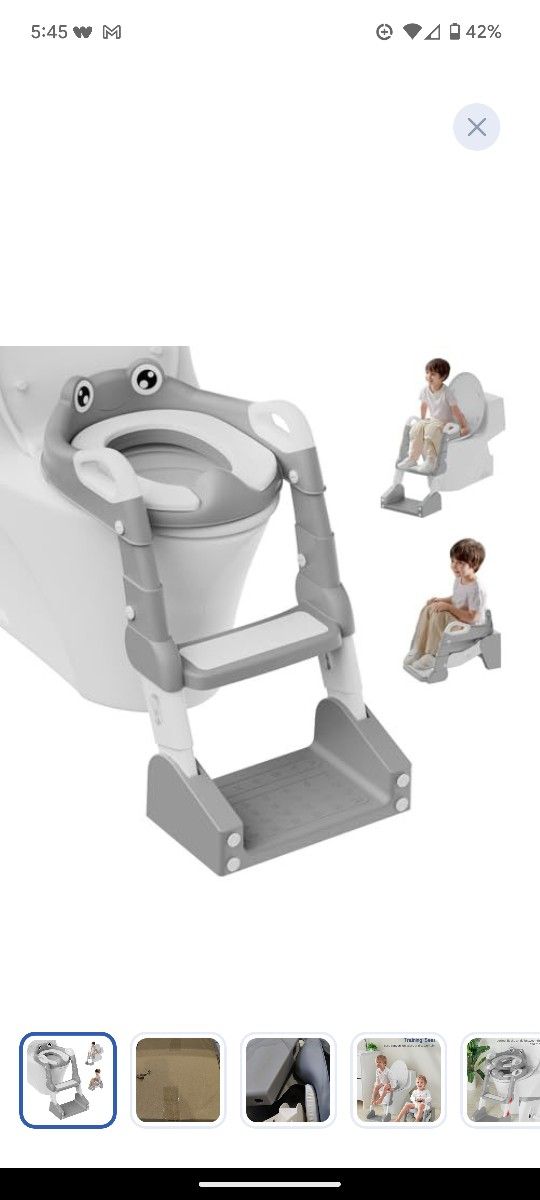 Potty Training Seat, Toddler Potty Training Toilet, Upgrade 2 In 1 Toddler Toilet Seat with Steps Stool Splash Guard and Anti-Slip Pad Soft Cushion, P