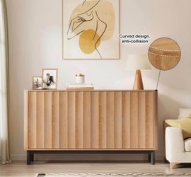 Fluted Cabinet with Storage, Small Buffet Cabinet Sideboard with Door, Kitchen Buffet Storage Accent