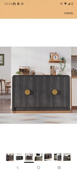 Black Sideboard Cabinet with Gold Handles