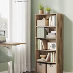 VASAGLE 5-Tier Bookshelf Storage Shelf – Rustic Brown – New