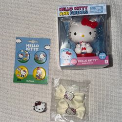Hello Kitty & Friends Bundle | Series 1 Bobblehead, Buttons, Bows & Charm 