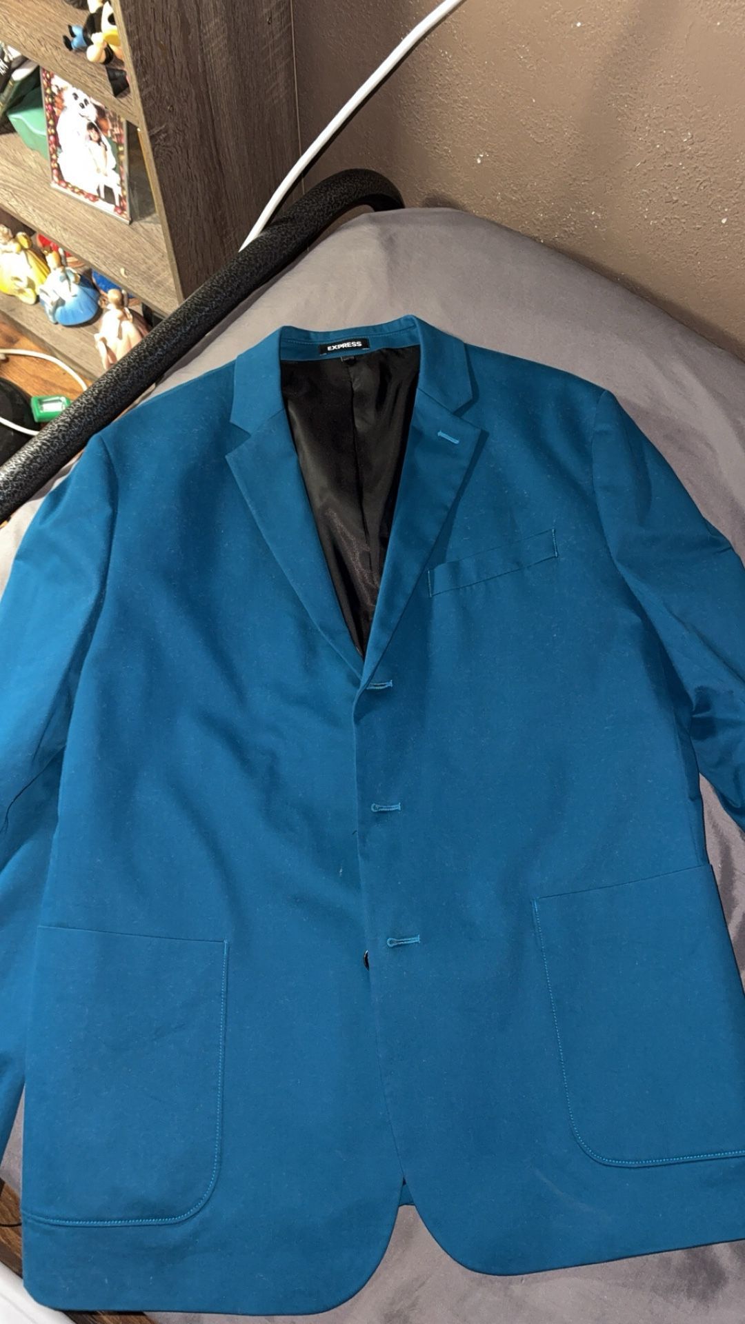 Men’s Express Blue Suit Jacket 46R Slim Fit