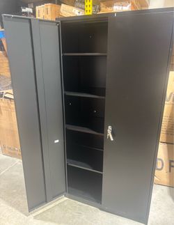Metal Garage Storage Cabinet, 72-Inch Tall Storage Cabinet with 2 Doors and 4 Adjustable Shelves, Lockable Steel Tool Cabinets for Home Office, Garage