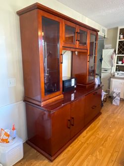 Cherry Wood China Cabinet Hutch Buffet