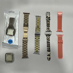 Lot Of Apple Watch Bands 38/40mm Stainless Steel, Leopard Leather, Mesh & Cases