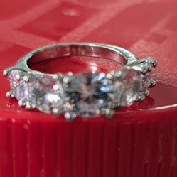 Silver toned Stainless steel engagement ring sz 6