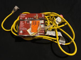 Husky Extension Cord 25 ft. 14/3 Indoor/Outdoor with Lighted End, Yellow