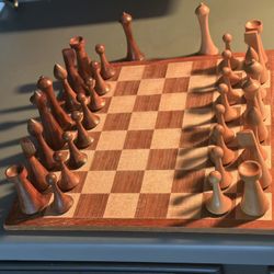 3.6" Herman Ohme Minimalist Combo Chess Set- Chess Piece with Board - Golden Rosewood