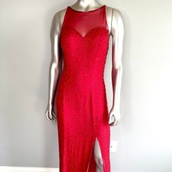Dark Red Women's Size Medium  Sequin & Bead Dress