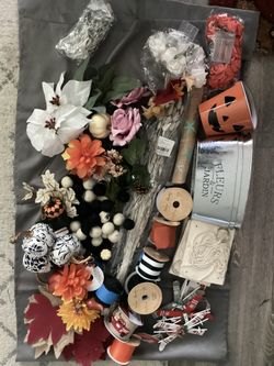 Fall Craft flower and ribbon rose lights bundle