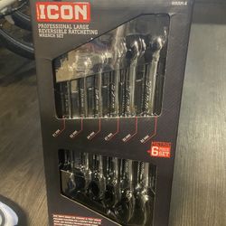 Icon Professional Large Reversible Ratcheting Wrench Set 6 Piece Set