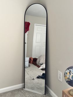 Full-Length Arched Floor Mirror Black Frame