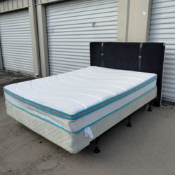 Queen Size Bed Metal Frame Whit Mattress 