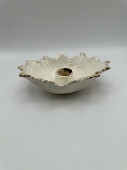 Vintage White Leaf-Shaped Ceramic Decorative Candle Holder