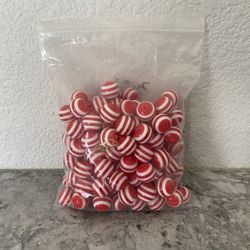 Red Stripe Gumball Beads